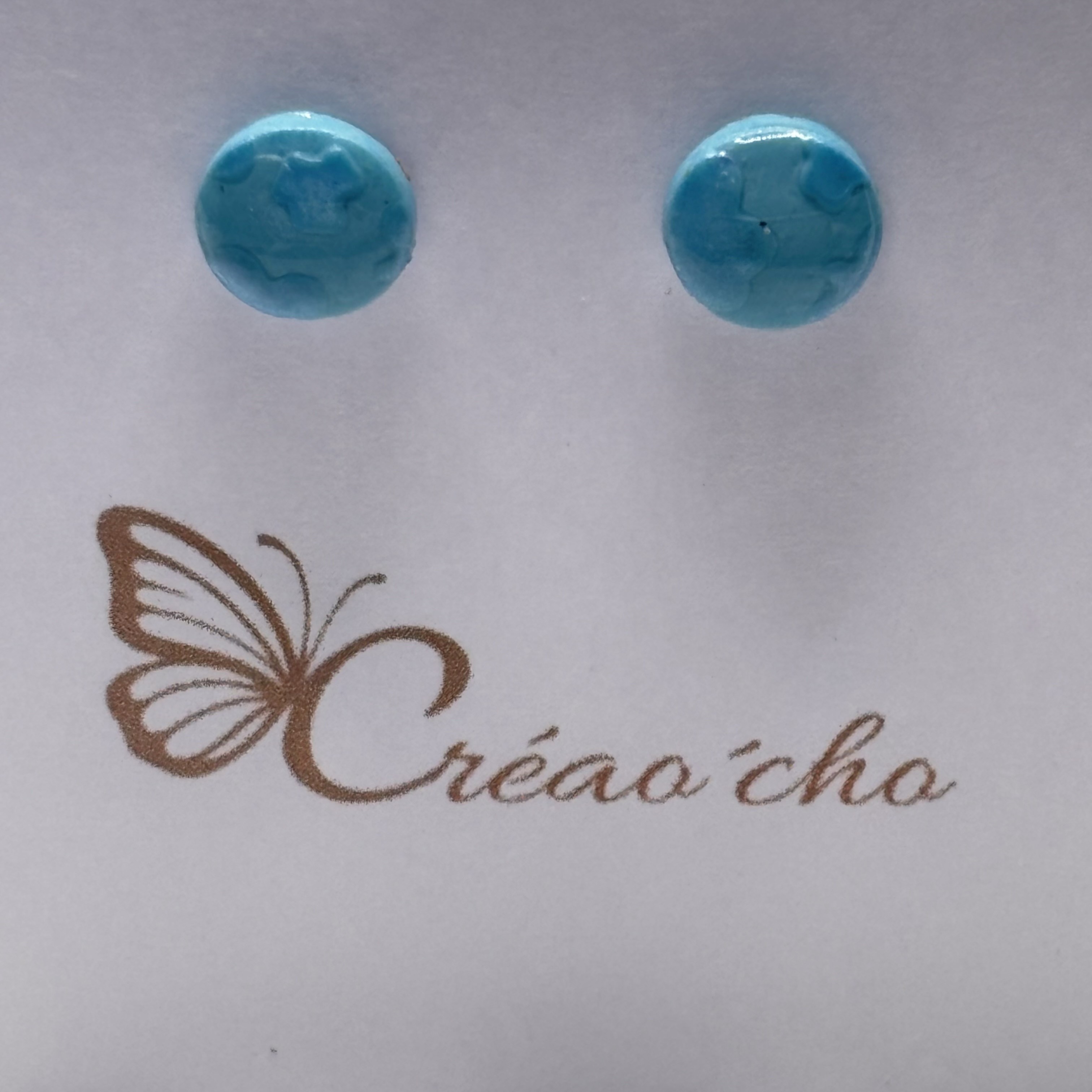 Puce pastille bleu turquoise PC24