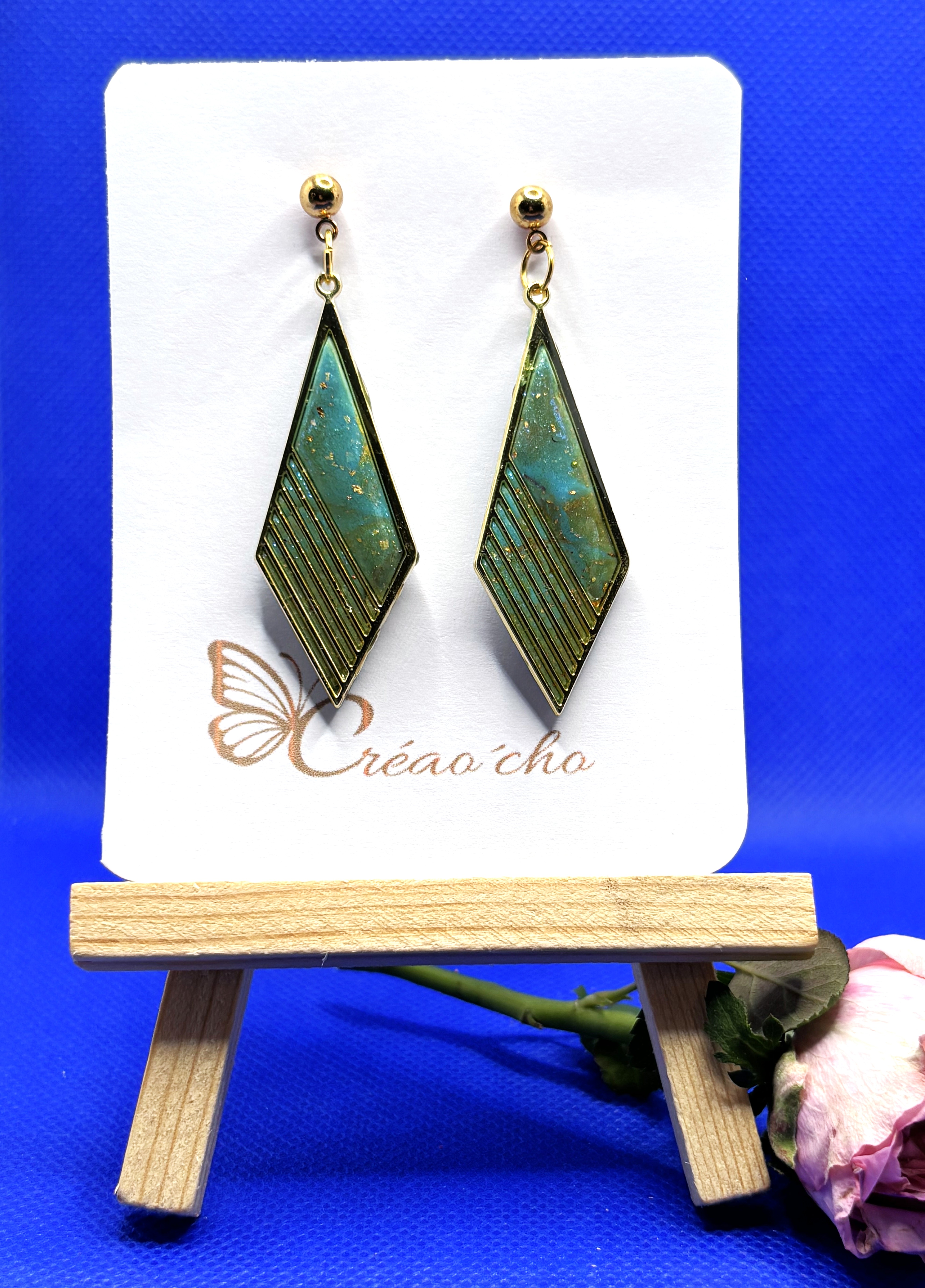 Boucles d'oreilles losange turquoise CDT6