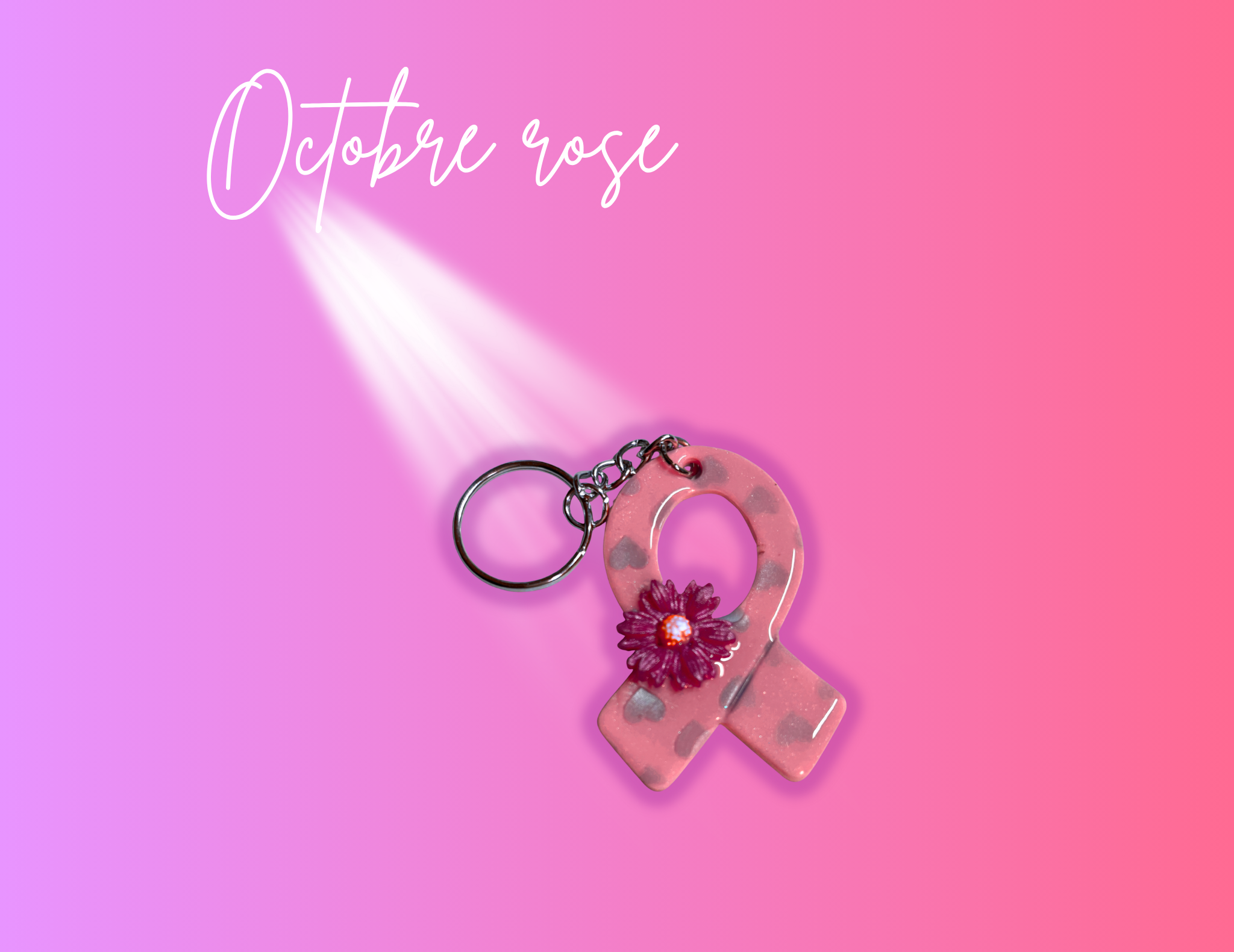 Porte clé "ruban rose et sa fleur"14
