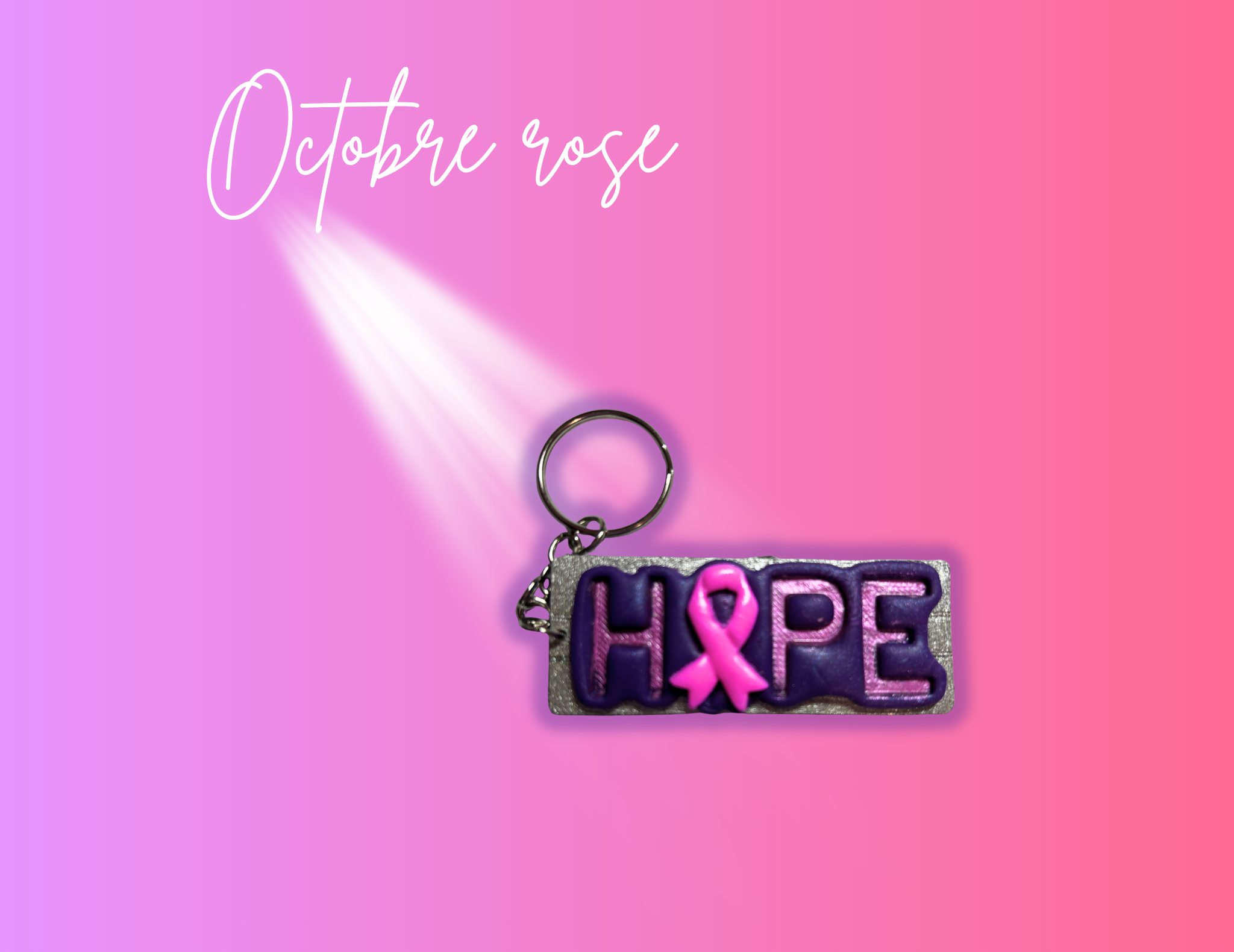 Porte clé "ruban rose hope"18