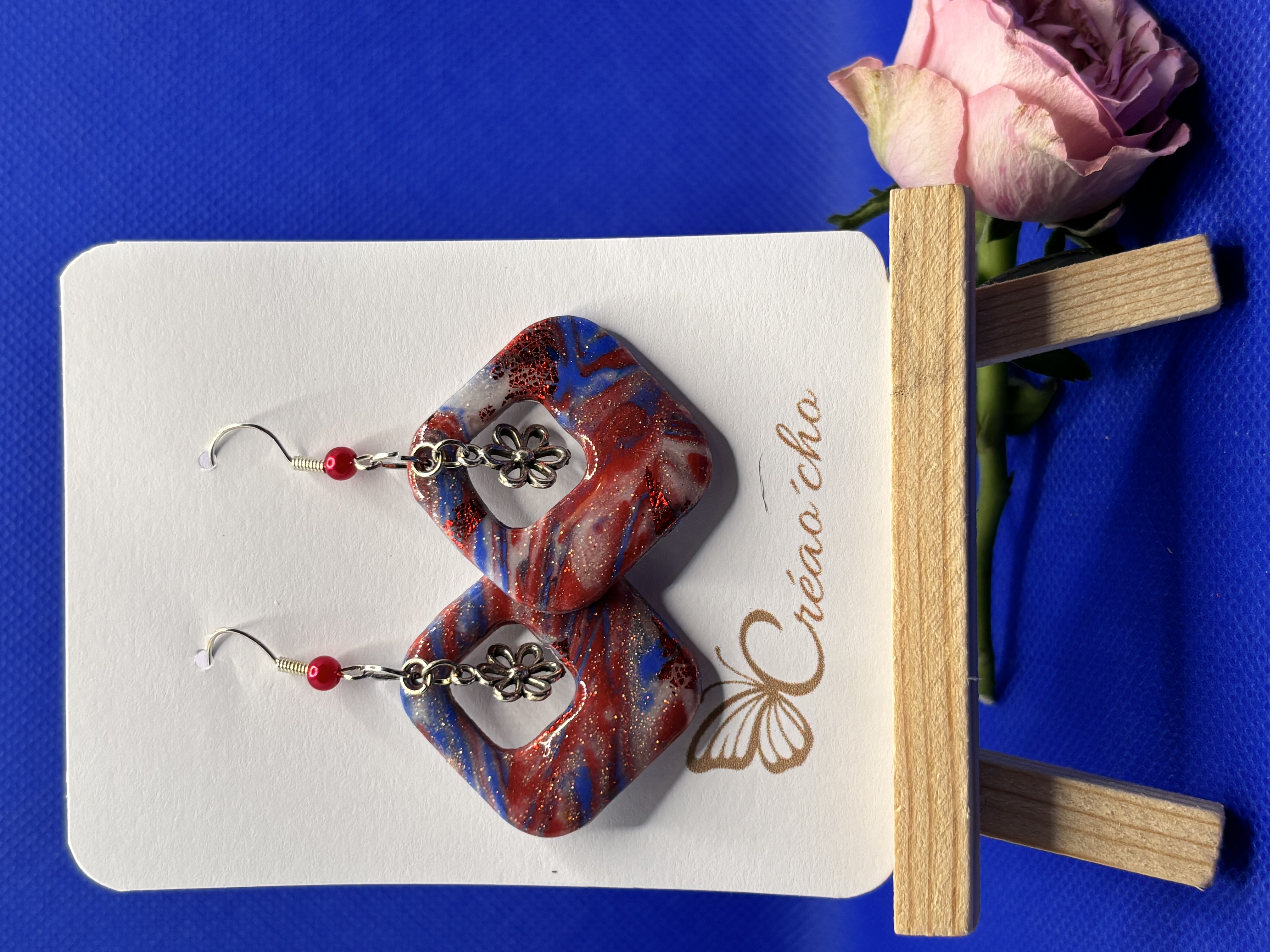 Boucles d'oreilles "carré percé"MDRB10