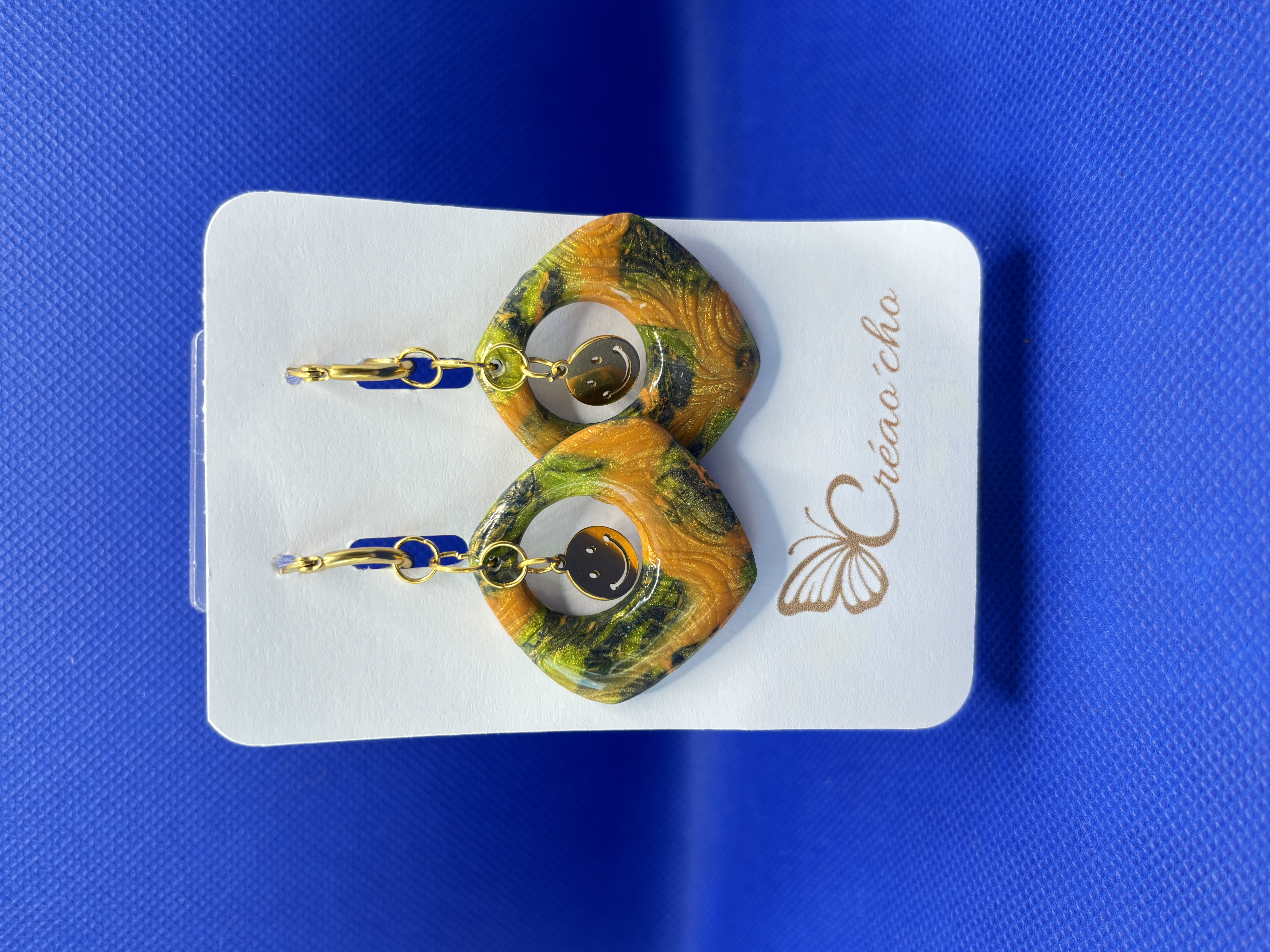 Boucles d'oreilles "Carré éclats d'automne"LOD2