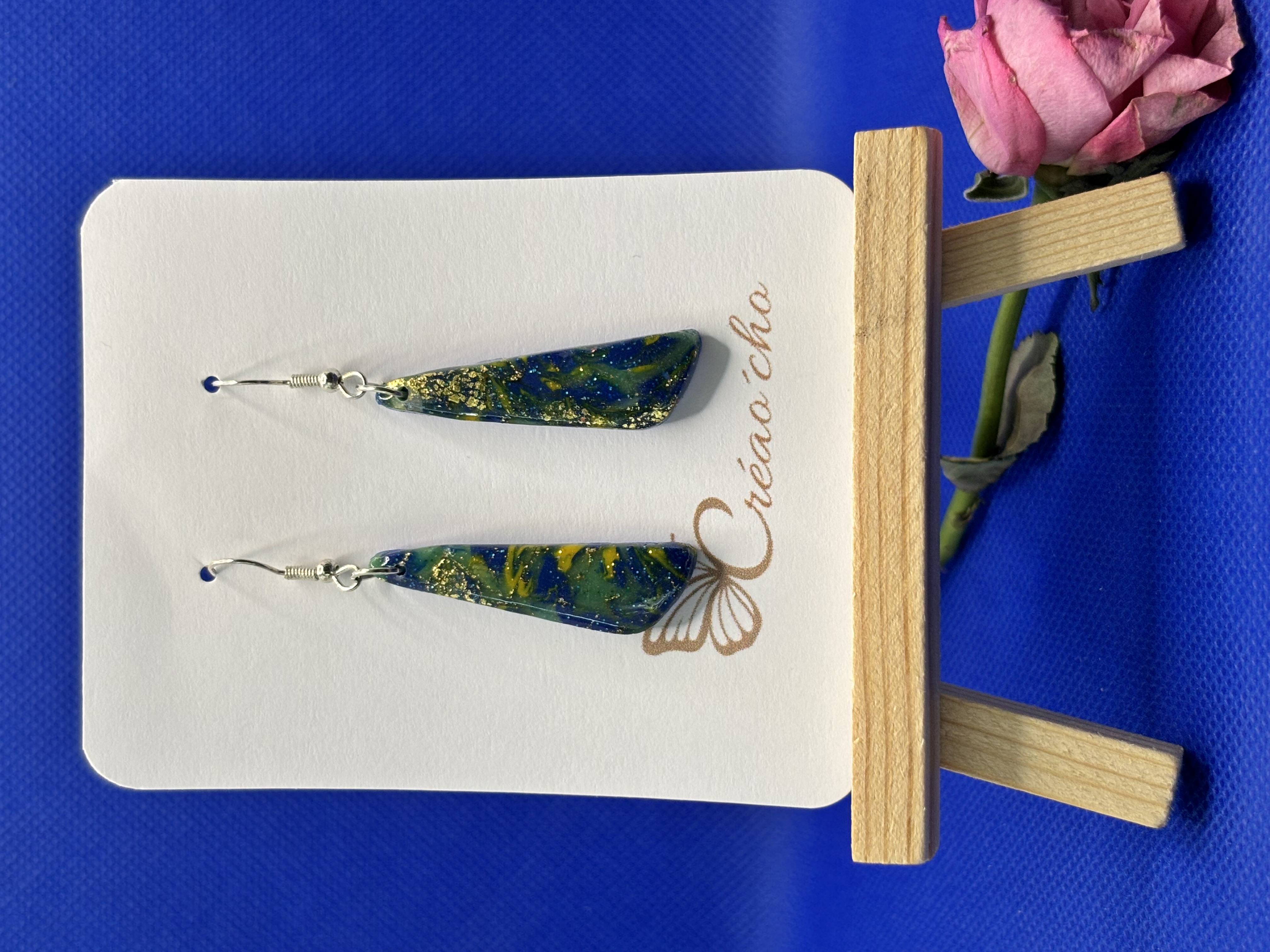 Boucles d'oreilles"Goutte Lagune"VUPB5