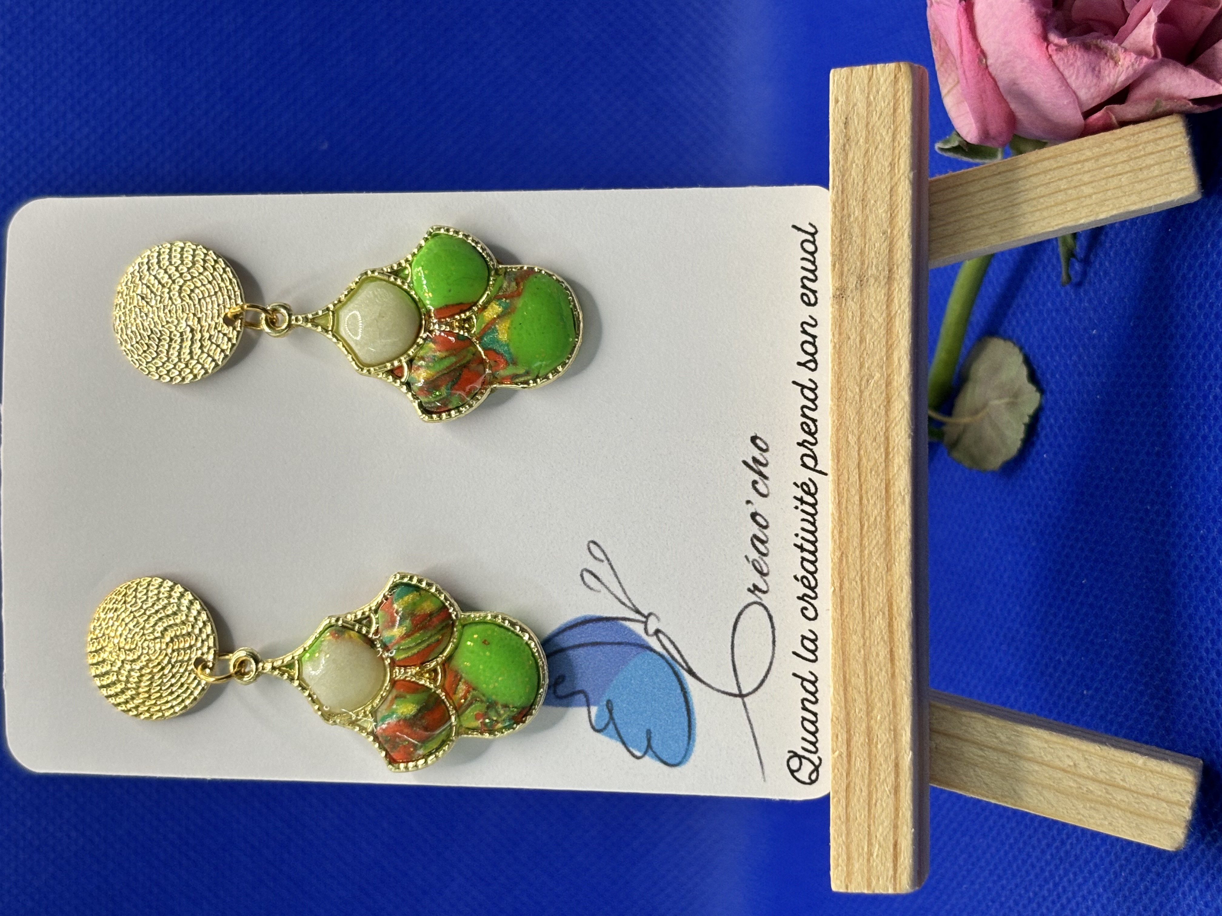 Boucles d'oreilles "Ruche fleurie" VVNO11