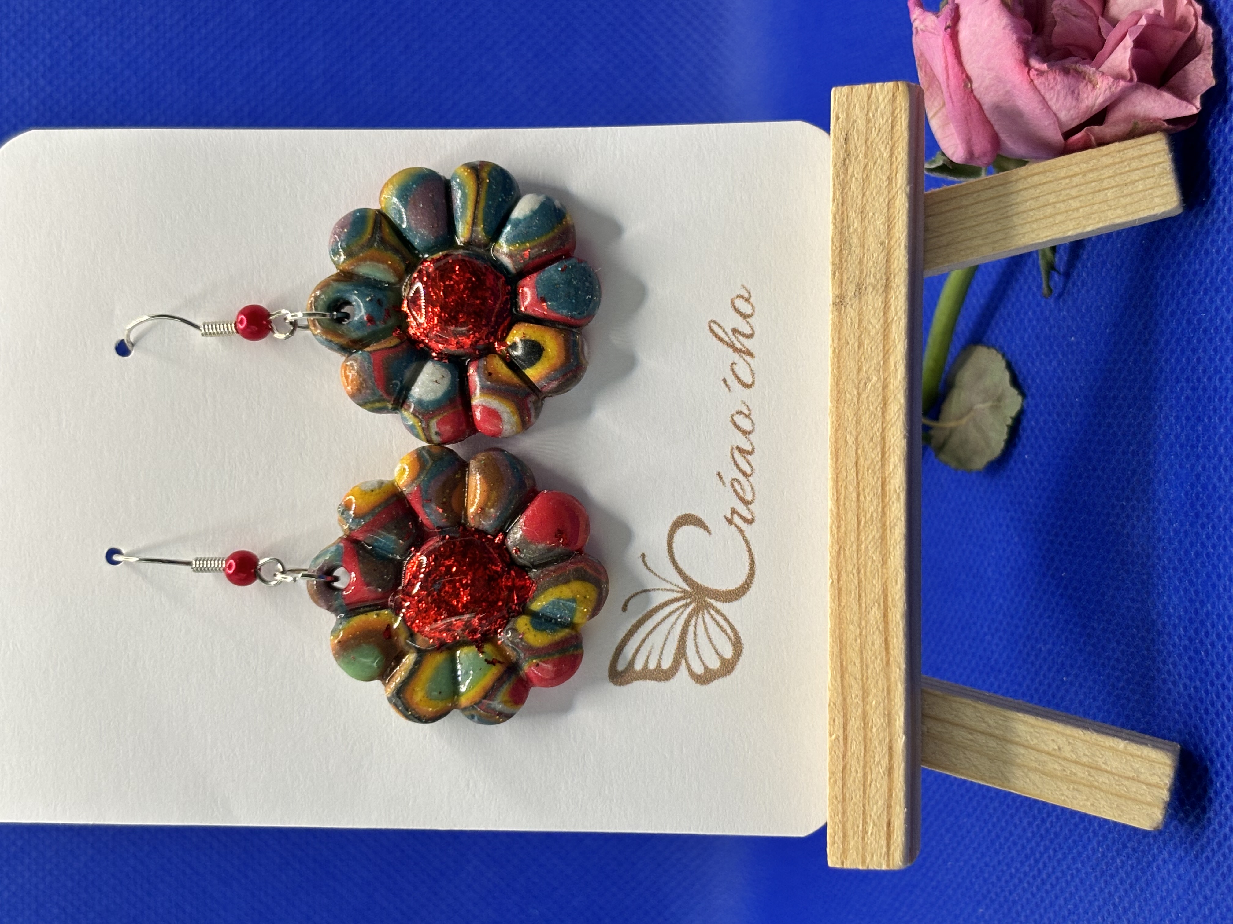 Boucles d'oreilles "Fleur Mosaique" FEF6
