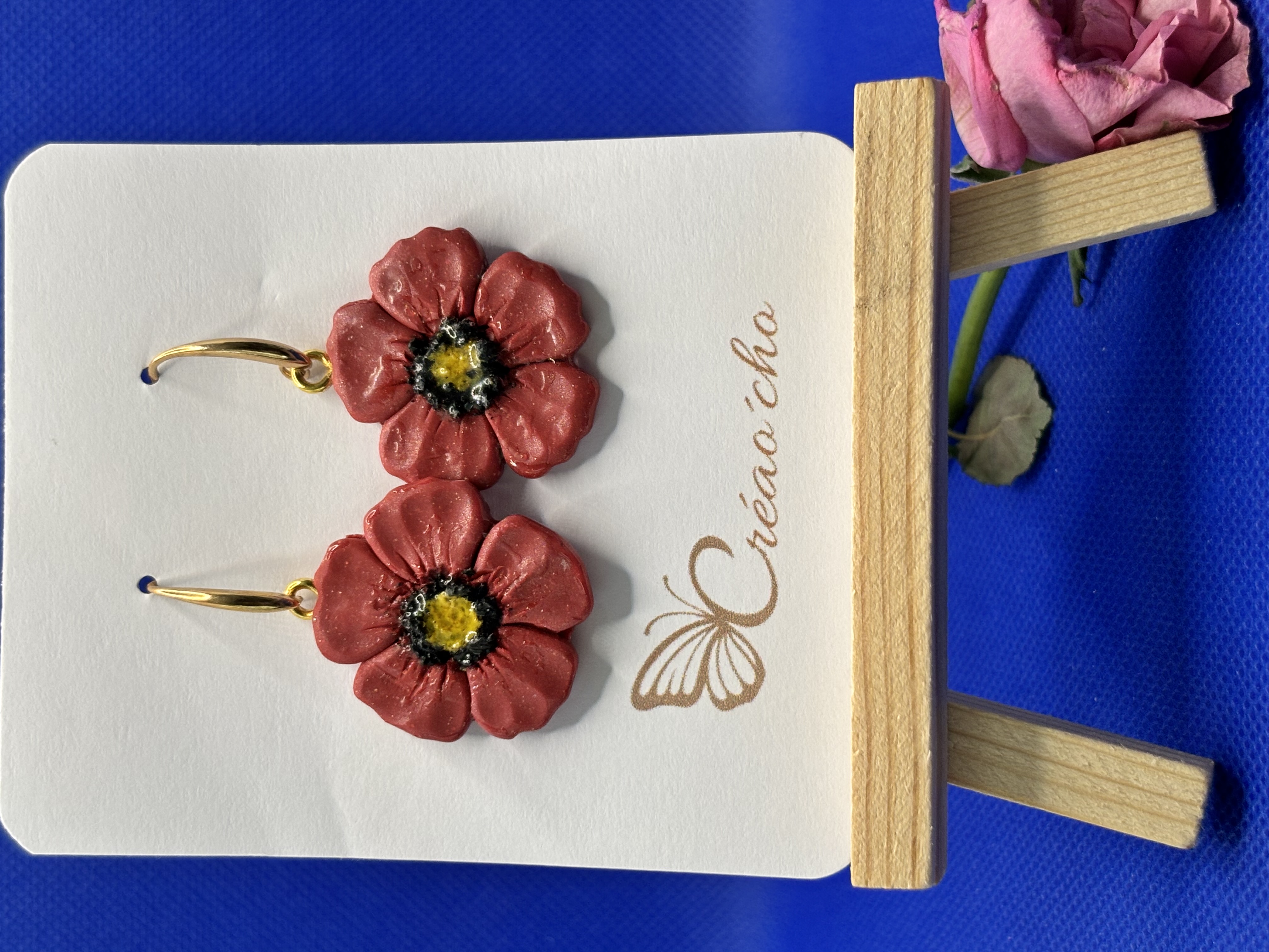 Boucles d'oreilles "Fleur de coquelicot"FEF7