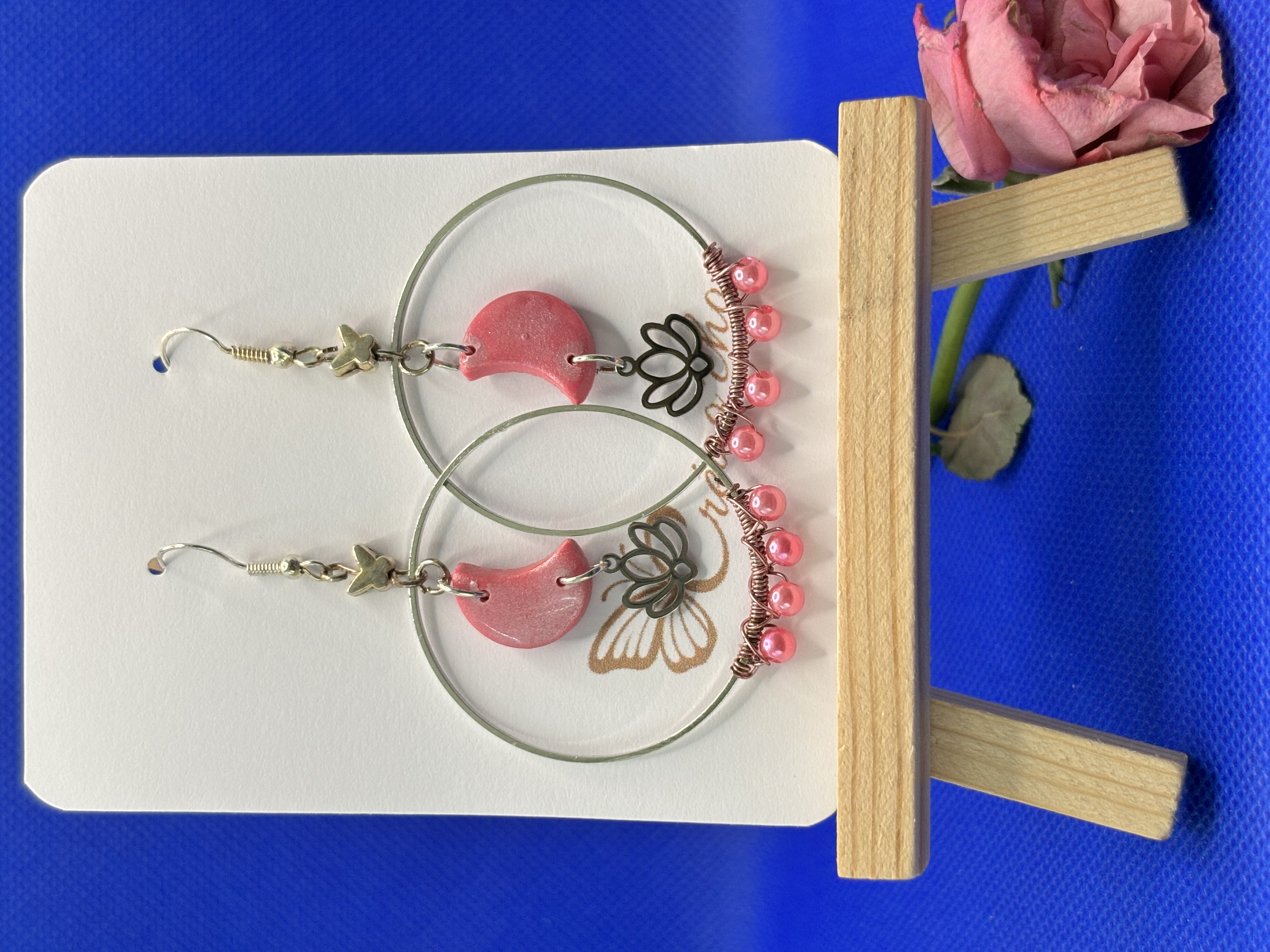 Boucles d'oreilles "Lune rose"MDR9