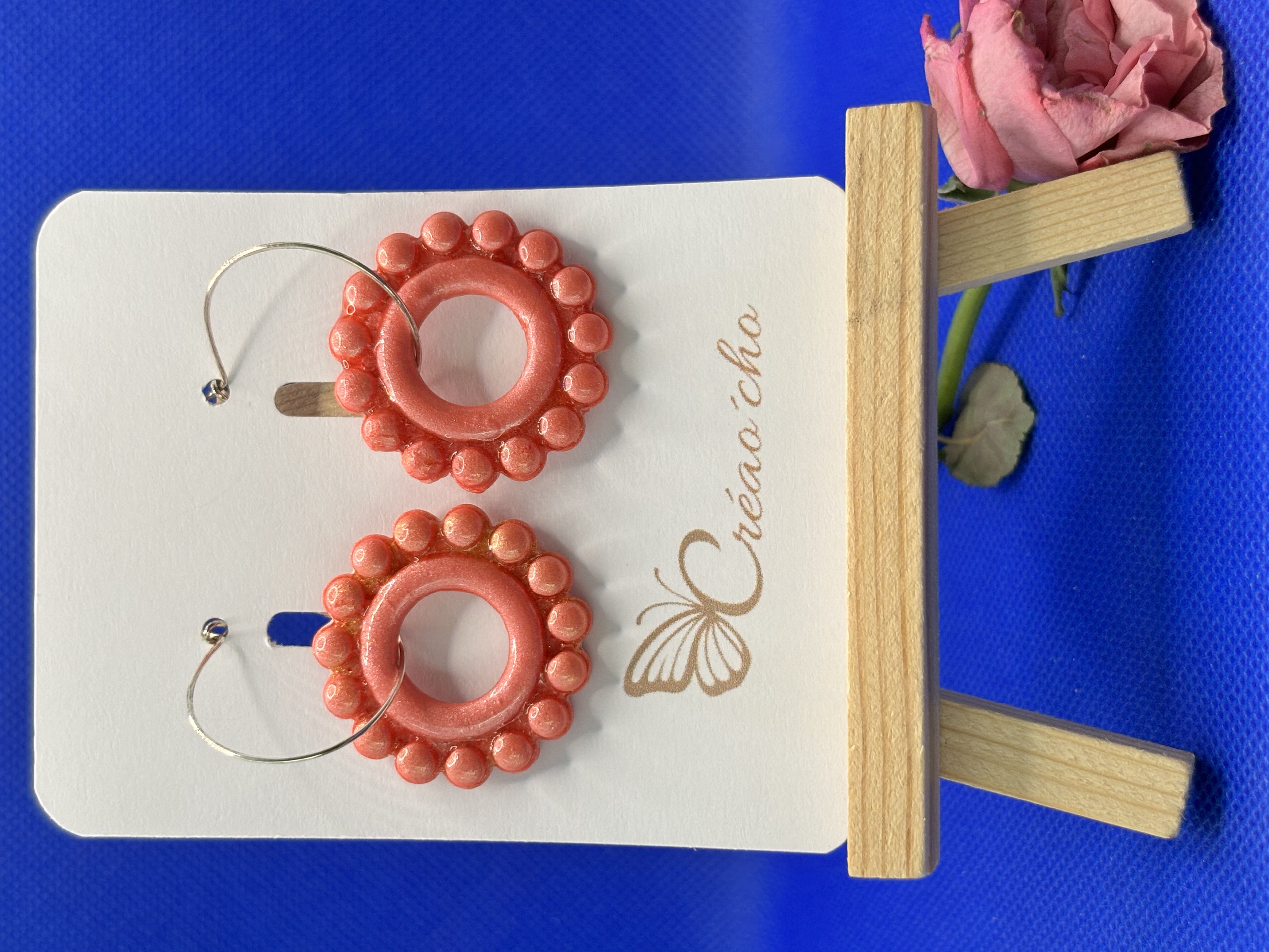 Boucles d'oreilles "Ronde rose" MDR14