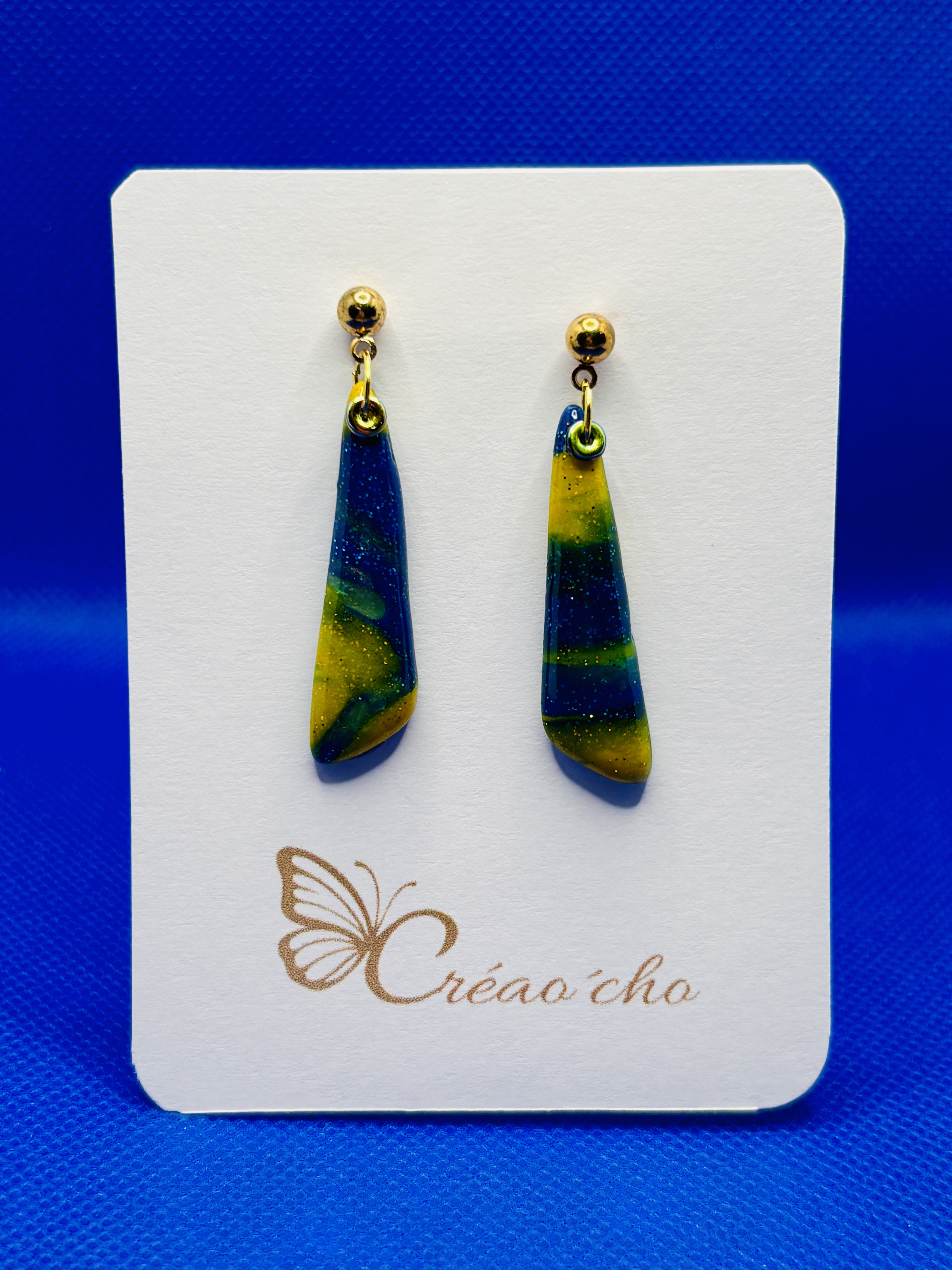 Boucles d'oreilles " Goutte lagune " VUPB2