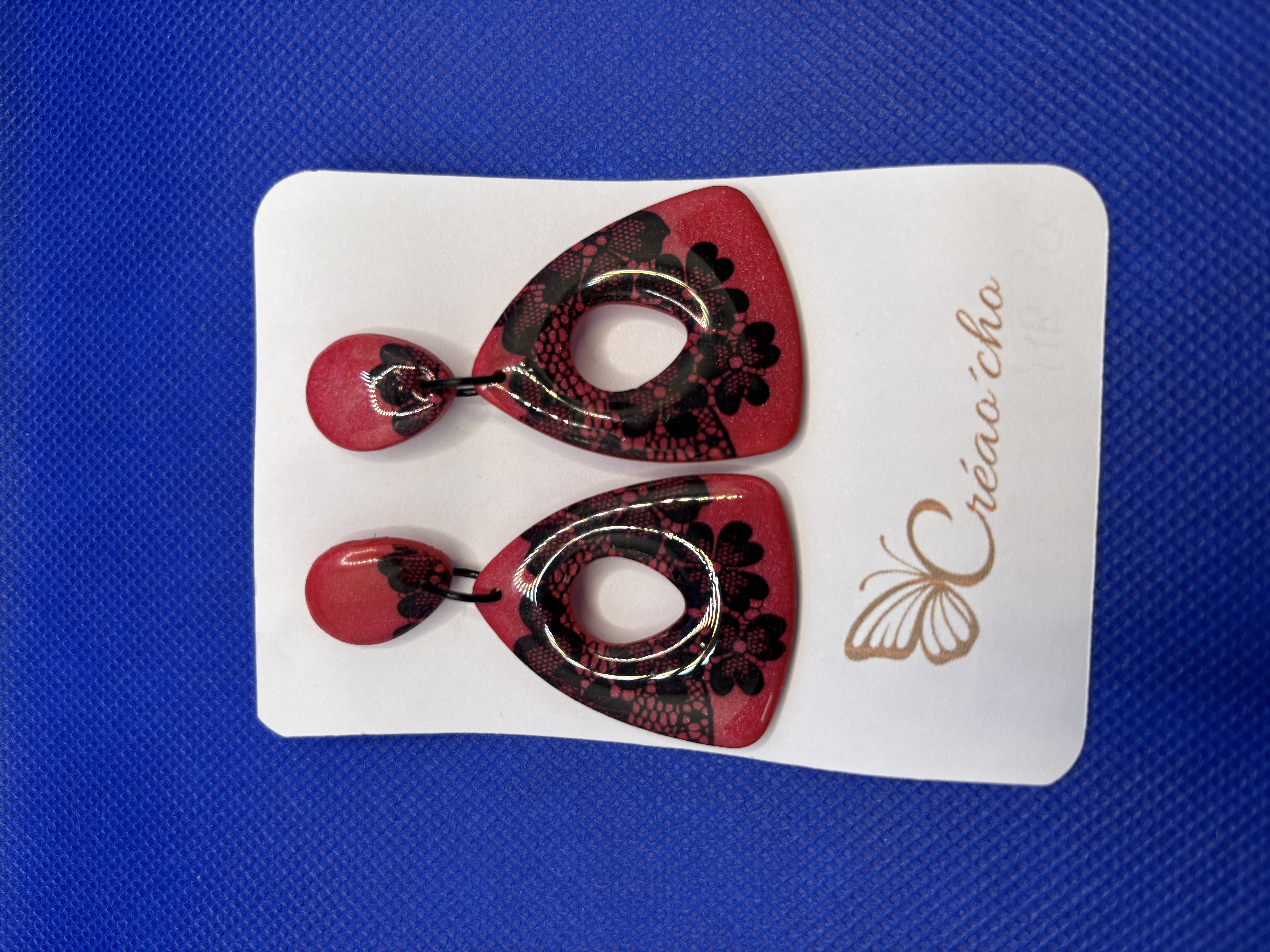 Boucles d'oreilles "Triangle et sa borderie"EREN10