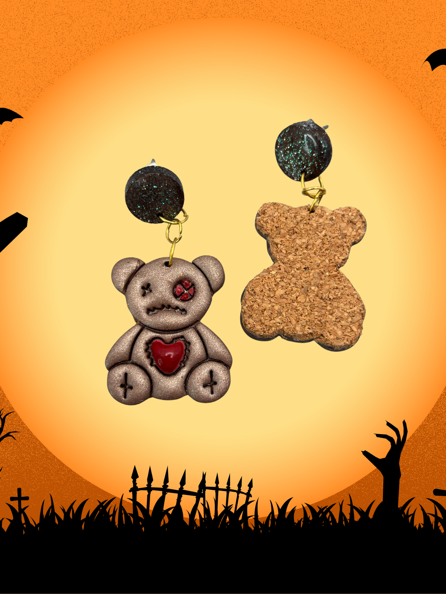 Bouclezs d'oreilles nounours coeur brisé  HWF18