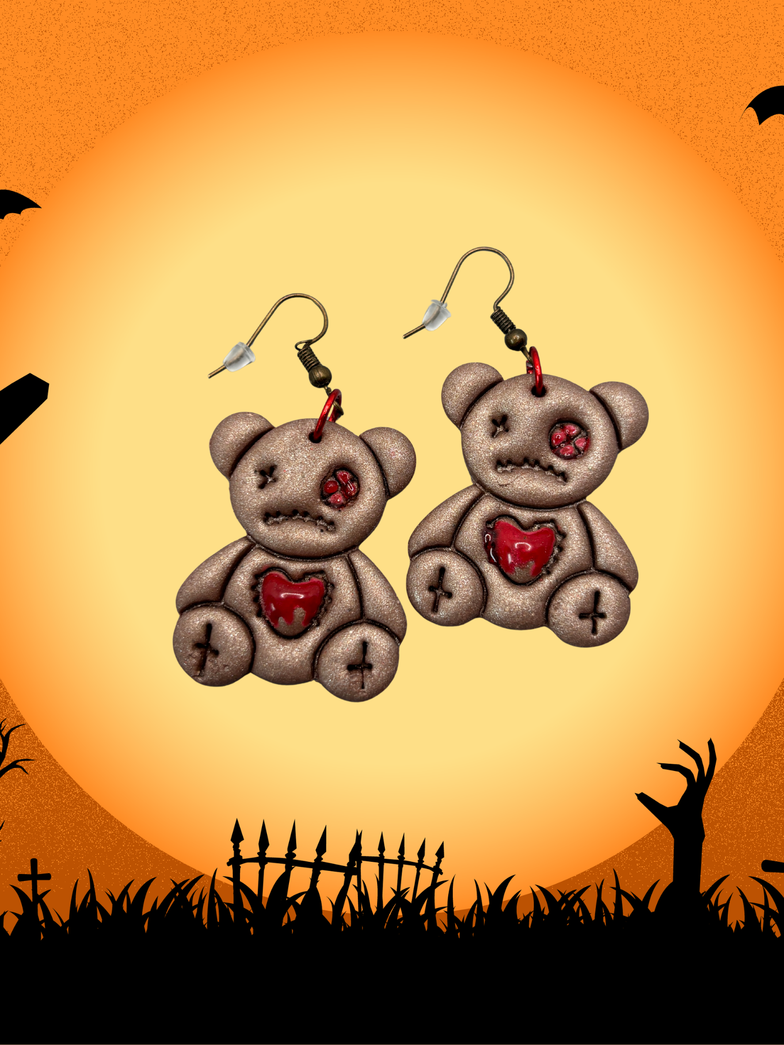 Boucles d'oreilles nounours coeur brisé HWF