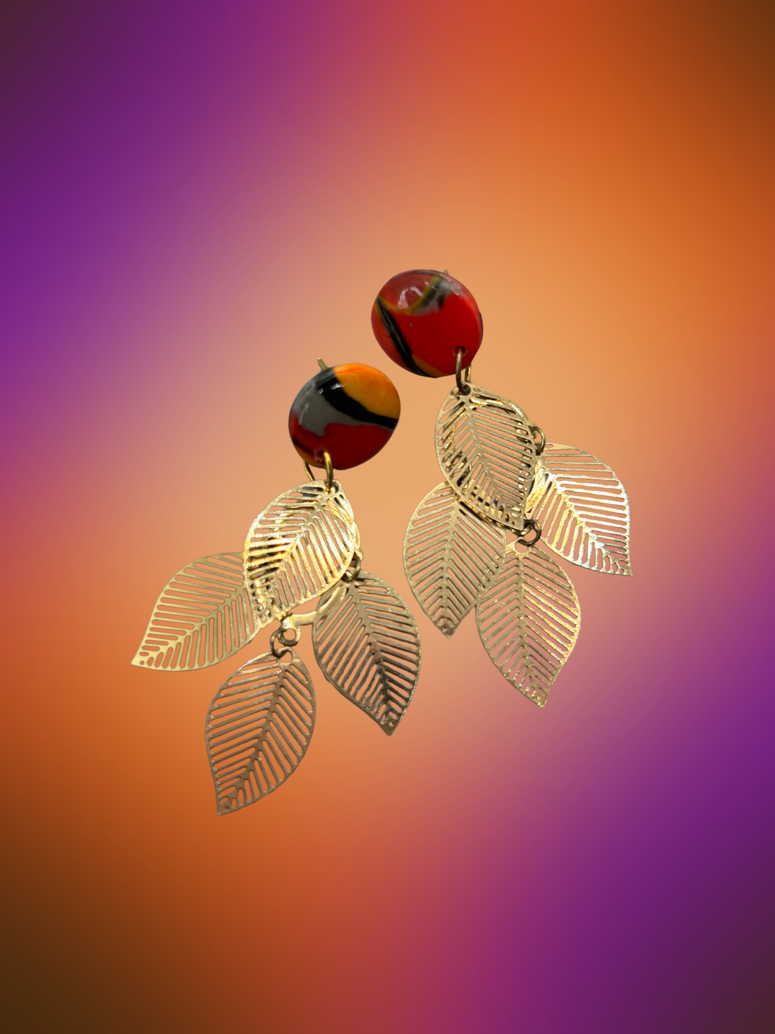 Boucles d'oreilles cascade de feuilles HWF21