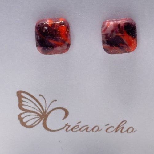 Puce carrée panaché brun/orange PC26