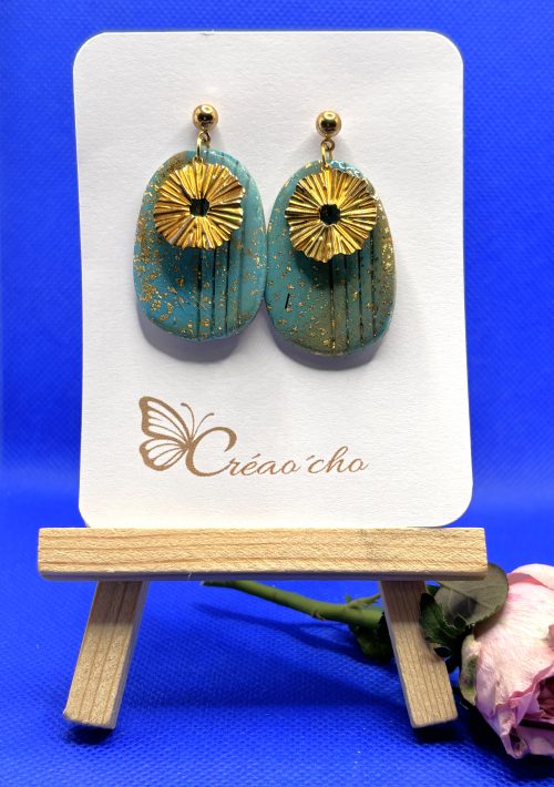 Boucles d'oreilles ovale turquoise CDT7