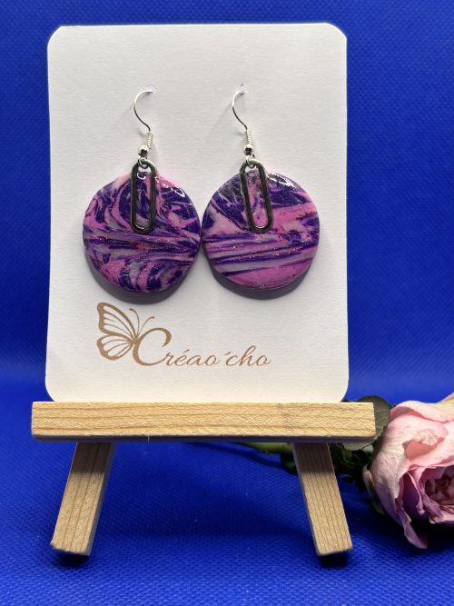 Boucles d'oreilles " Comos mauve"SDM6