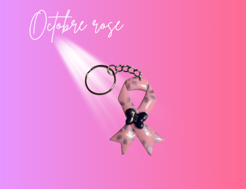 Porte clé "ruban rose et sa fleur"4