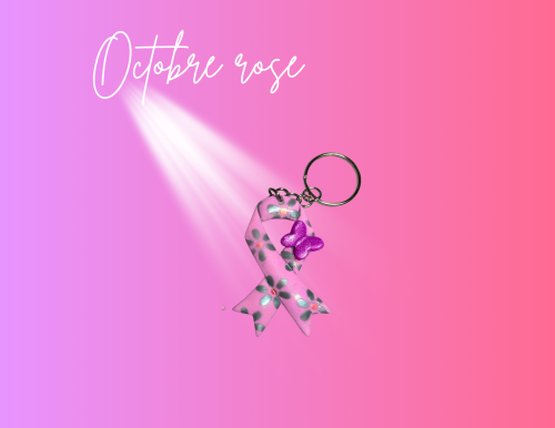 Porte clé "ruban rose et sa fleur"5