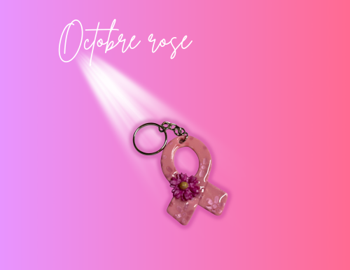 Porte clé "ruban rose et sa fleur"13