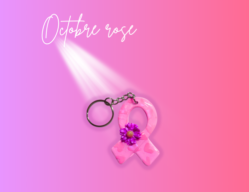 Porte clé "ruban rose et sa fleur"15