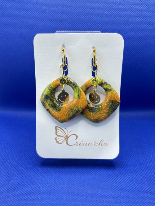 Boucles d'oreilles "Carré éclats d'automne"LOD2