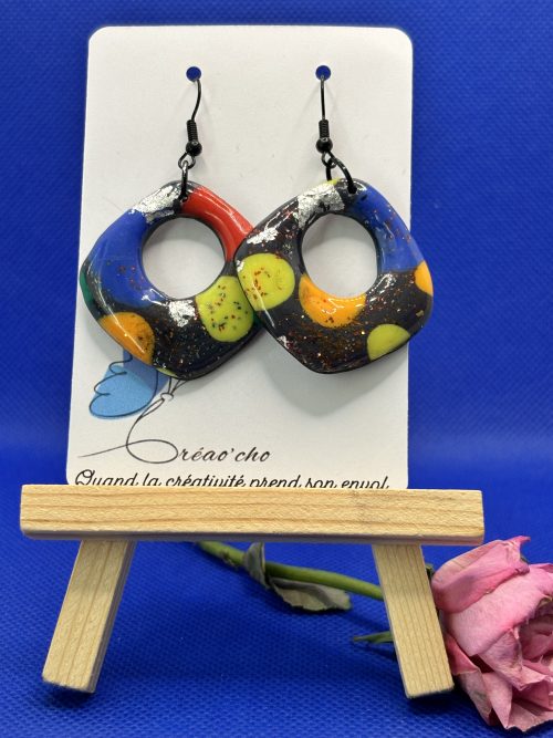 Boucles d'oreilles "Carré percé confetti"GFNC3