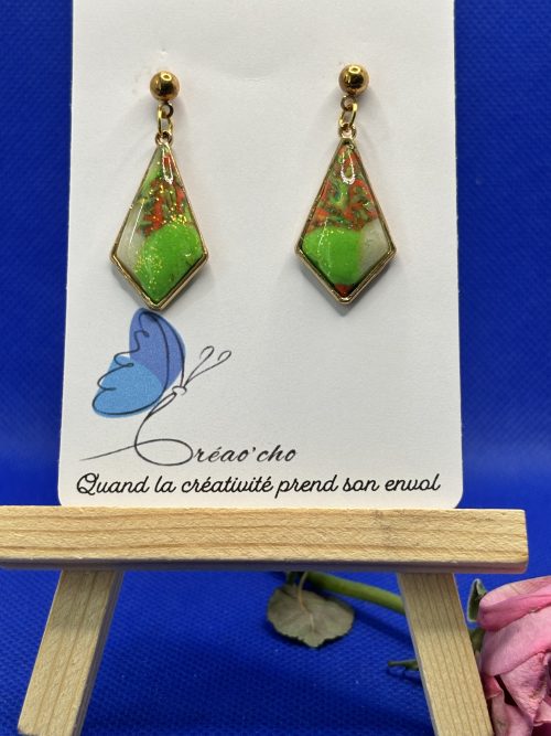 Boucles d'oreilles "Losange jardin"VVNO10