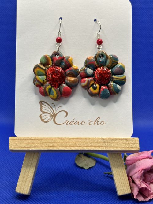 Boucles d'oreilles "Fleur Mosaique" FEF6