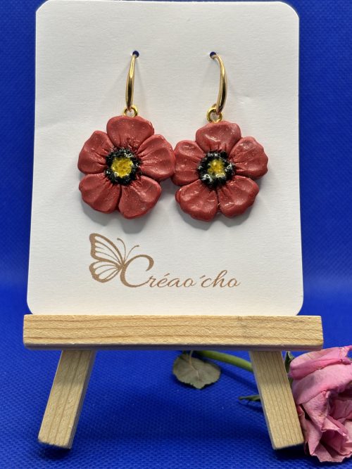 Boucles d'oreilles "Fleur de coquelicot"FEF7