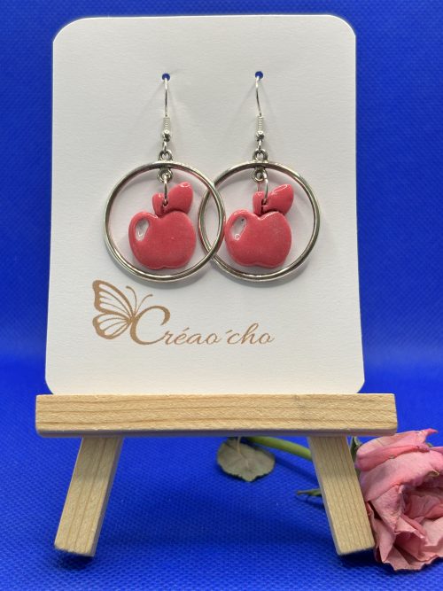 Boucles d'oreilles "pomme rose"MDR8