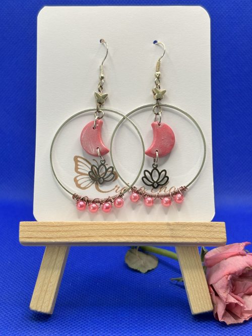 Boucles d'oreilles "Lune rose"MDR9
