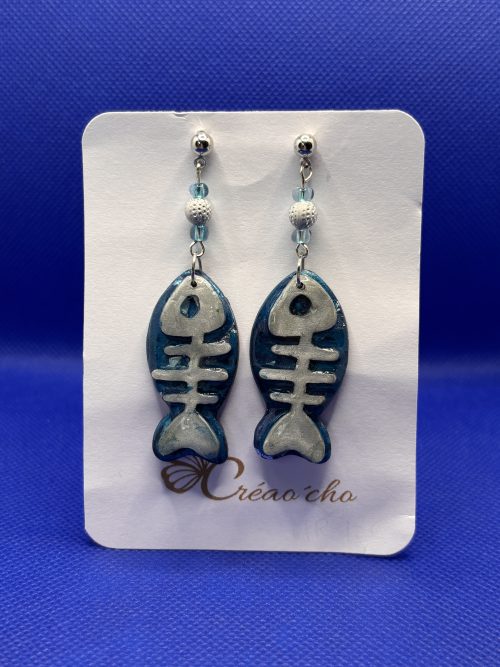 Boucles d'oreilles "Poisson squelette" CDT10