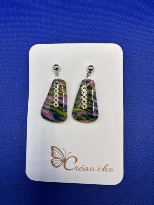 Boucles d'oreilles "Trapèze multicolore" DBM9