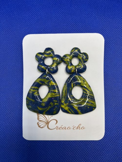Boucles d'oreilles "La fleur au triangle" DBM11