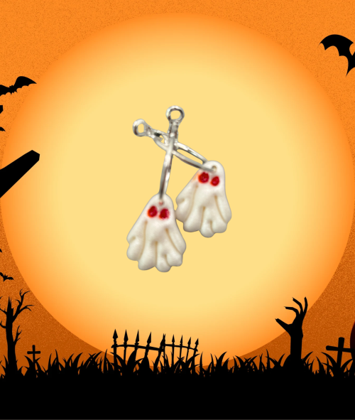 Boucles d'oreilles fantôme blanc -yeux rouge HWF14