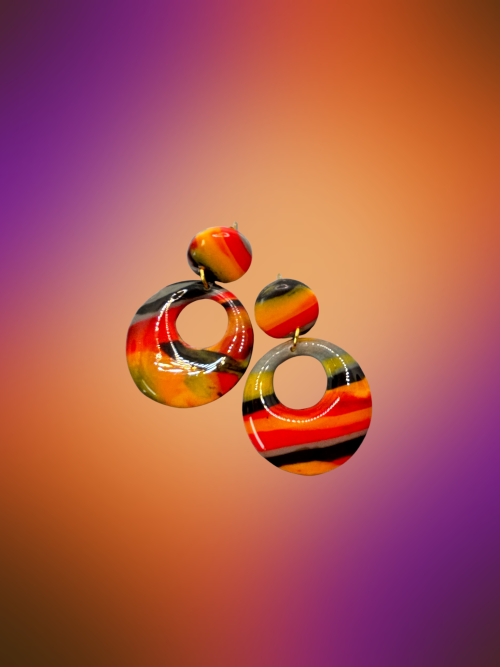 Boucles d'oreilles rondes percées multicolore HWF23