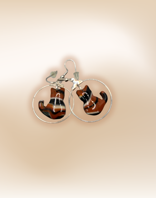 Boucles d'oreilles chat cerclé LBB2